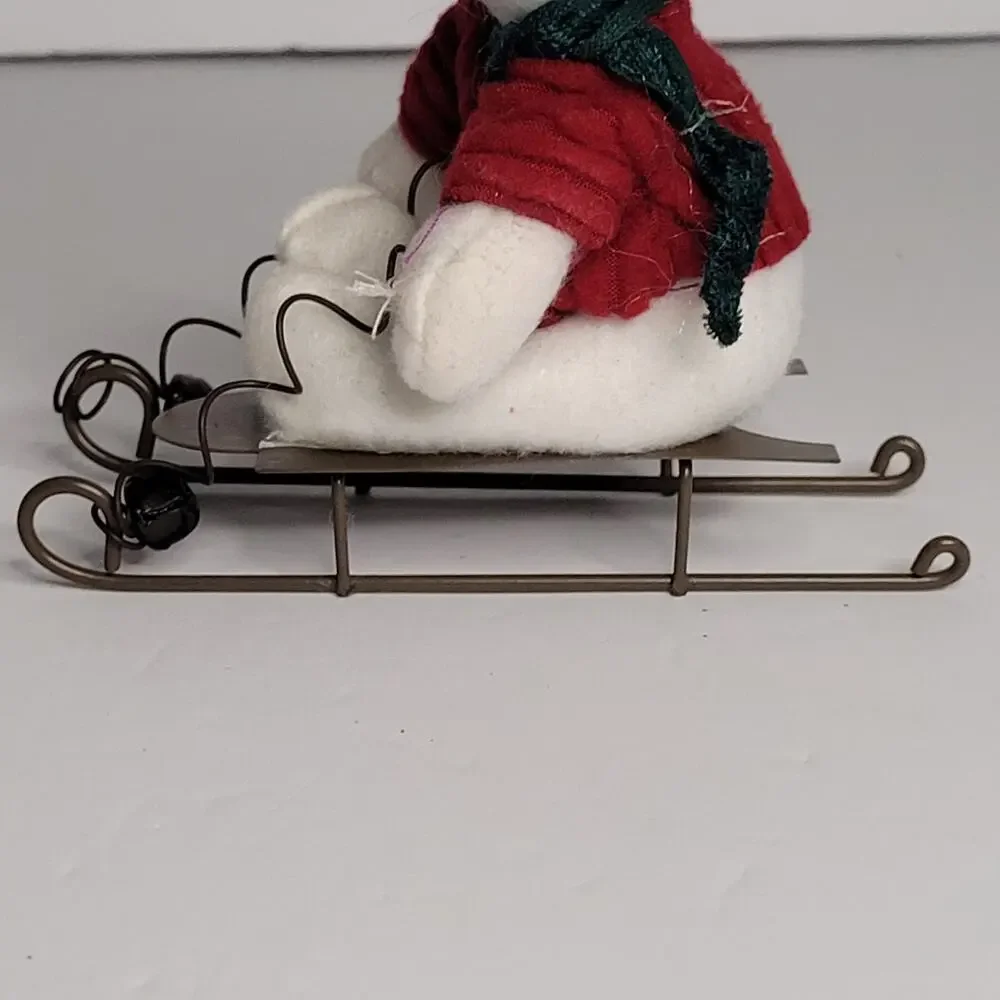 Festive Snowman on Sled Ornament - Holiday Decor